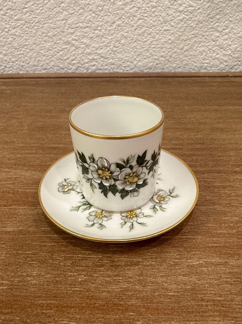 Vintage F.M. Limoges Fine Porcelain Floral Espresso Cup and Saucer